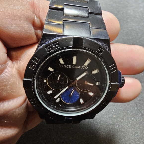 Vince Camuto Quartz Watch VC/1009BLBK The Master Blue Aluminum Black Ion-Plated - Picture 3 of 10